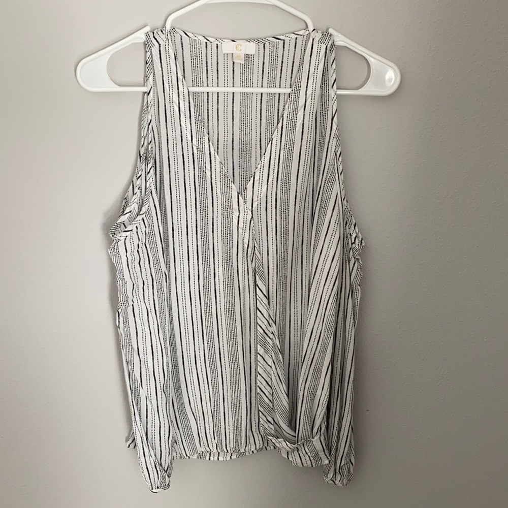 Charming Charlie shoulder cut out white top